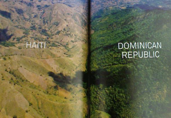 Aerial view of the border between Haiti and the Dominican Republic.